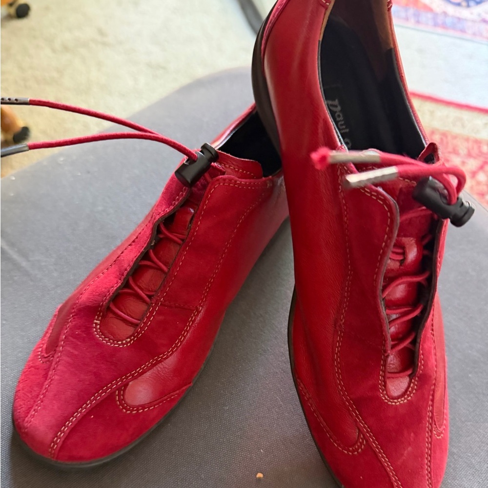 Paul Green Red Leather Women's Loafers - Picture 10 of 16